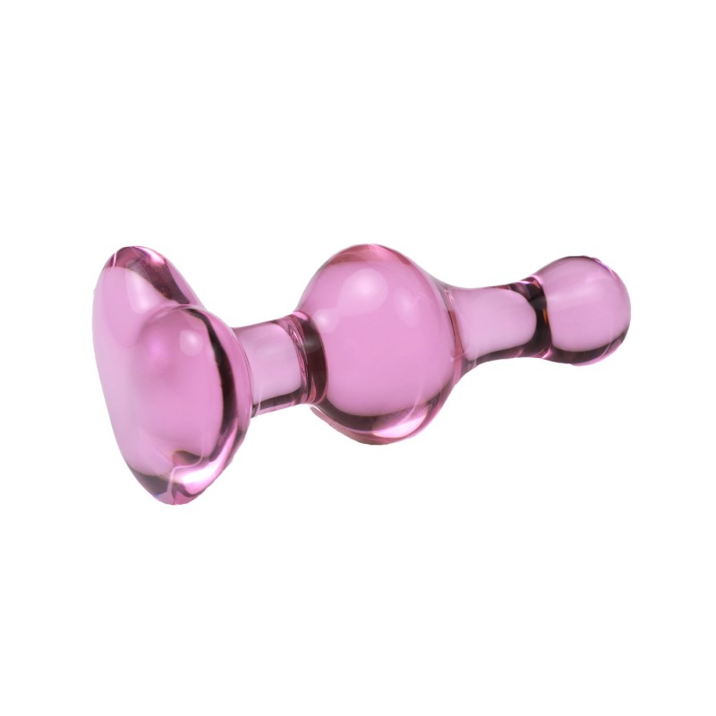 Plug anal en verre rose coeur