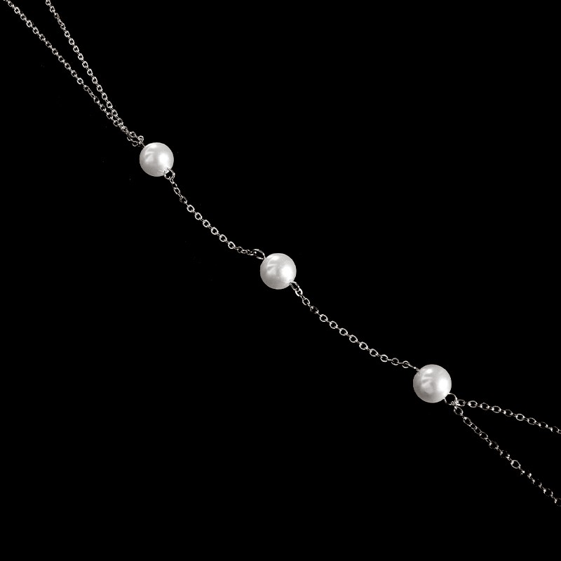 Chaine de corps argentée femme avec perles - ORE BIJOUX