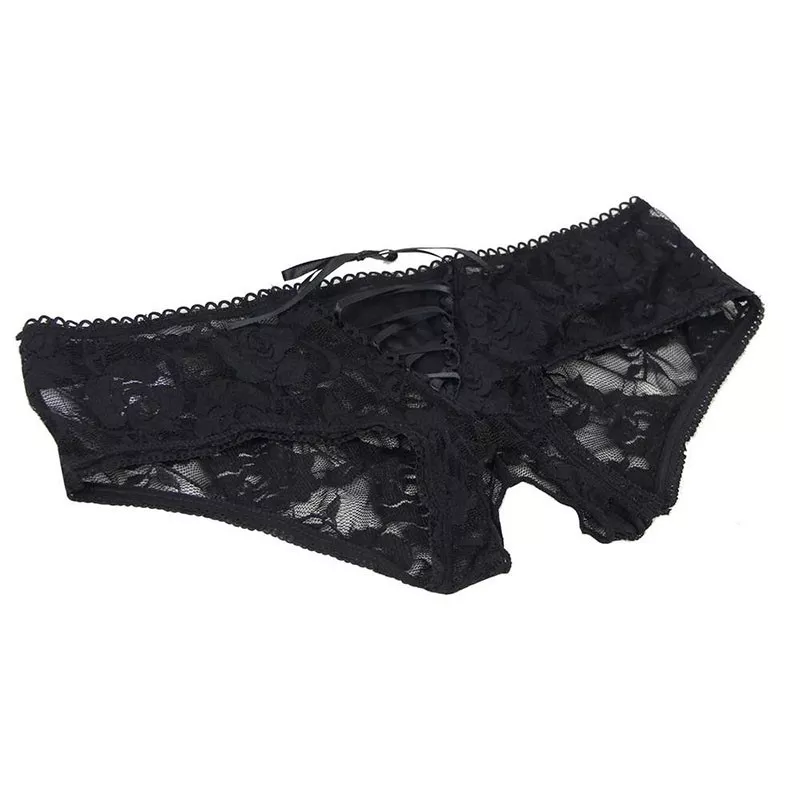 culotte ouverte noire - culotte dentelle - lingerie sexy