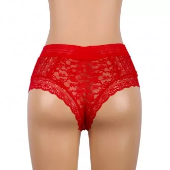 Culotte sexy taille haute en dentelle rouge Oh Oui !vue de dos